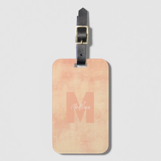 Coral Earthy Pastel Tones Mit Monogramm Chic Gepäckanhänger (Vorderseite Vertikal)