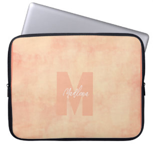 Coral Earthy Pastel Tones Mit Monogramm Chic Laptopschutzhülle