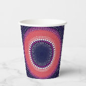 Coral, Eggplant, Magenta, Blue Kaleidoskop Dots Pappbecher (Vorderseite)