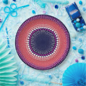 Coral, Eggplant, Magenta, Blue Kaleidoskop Dots Pappteller (Party)