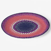 Coral, Eggplant, Magenta, Blue Kaleidoskop Dots Pappteller (Schrägansicht)