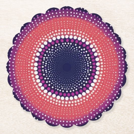 Coral, Eggplant, Magenta, Blue Kaleidoskop Dots Untersetzer (Vorderseite)