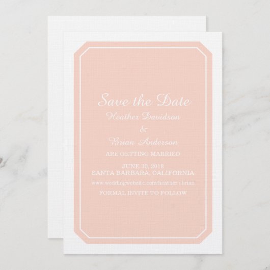 Coral einfach elegant Save the Date einladen Einladung (Vorne/Hinten)