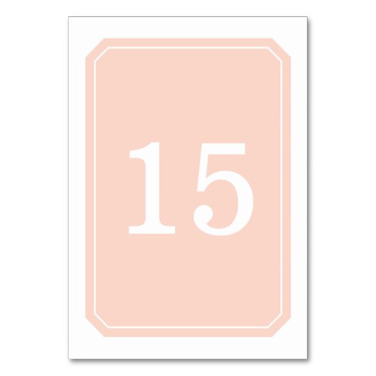 Coral einfach elegant Tischkarte Tischnummer (Vorderseite)