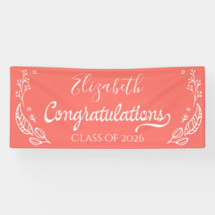Coral Elegant Chic Abschluss Class of 2019 Banner