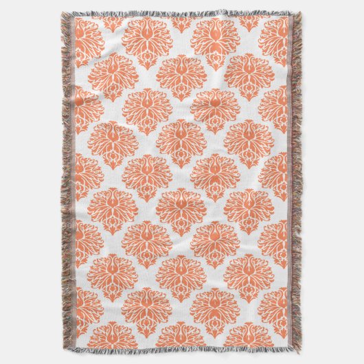 Coral Elegant Damask Decke (Vorderseite Vertikal)