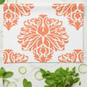 Coral Elegant Damask Geschirrtuch (Gefaltet)