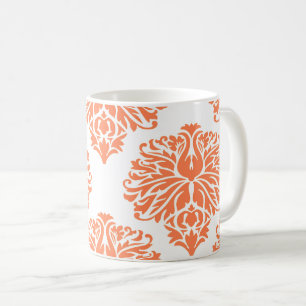 Coral Elegant Damask Tasse