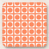 Coral Elegant Grid Dots Getränkeuntersetzer (Vorderseite)