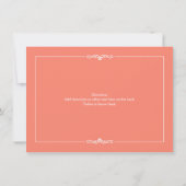 Coral Elegant Hochzeit Probe Abendessen Einladung (Rückseite)
