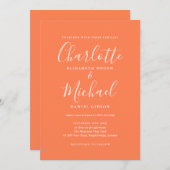 Coral Elegant Signature Script Hochzeit Einladung (Vorne/Hinten)