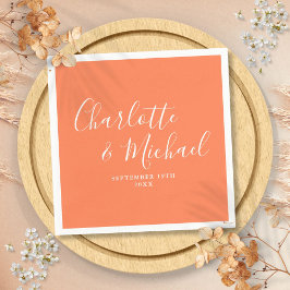 Coral Elegant Signature Script Hochzeit Serviette