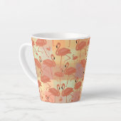 Coral Flamingo Karierte Patchwork Tropical Design Milchtasse (Linke Ecke)