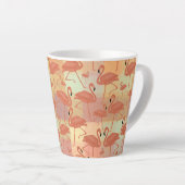 Coral Flamingo Karierte Patchwork Tropical Design Milchtasse (Rechte Ecke)