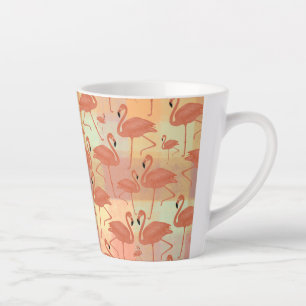 Coral Flamingo Karierte Patchwork Tropical Design Milchtasse