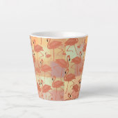 Coral Flamingo Karierte Patchwork Tropical Design Milchtasse (Vorderseite)
