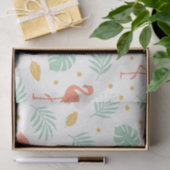 Coral Flamingo Tropical Leaf Pattern Seidenpapier (Geschenk)