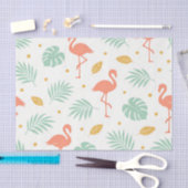 Coral Flamingo Tropical Leaf Pattern Seidenpapier (Handwerk)