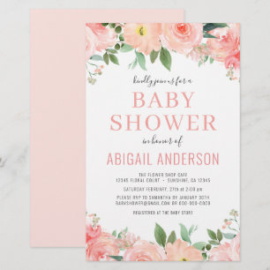 Coral Floral Baby Dusche Budget Einladung