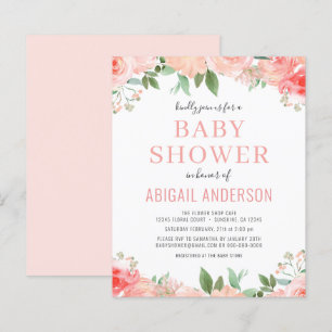 Coral Floral Baby Dusche Budget Einladung