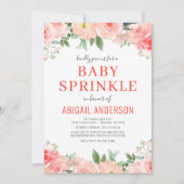  Coral Floral Baby Sprinkle Peach Wasserfarbe  Einladung (Vorderseite)