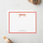 Coral Floral Bow Nursery Note Card – Personalized Mitteilungskarte (Vorderseite/Rückseite Beispiel)