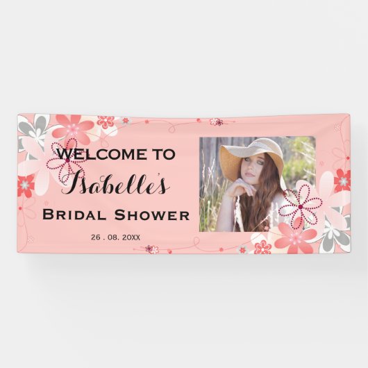 Coral Floral BRAUTPARTY mit FOTO Banner (Horizontal)