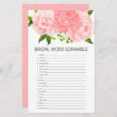 Coral Floral Brautparty Word Scramble Game Card (Vorne/Hinten)