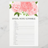 Coral Floral Brautparty Word Scramble Game Card (Vorderseite)