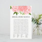 Coral Floral Brautparty Word Search Game Card (Stehend Vorderseite)