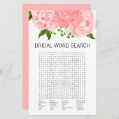 Coral Floral Brautparty Word Search Game Card (Vorne/Hinten)