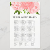 Coral Floral Brautparty Word Search Game Card (Vorderseite)