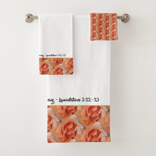 Coral Floral Christlich Scripture GOD'S MERCIES Badhandtuch Set (Insitu)