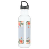 Coral Floral Dusty Blue Personalisiert Edelstahlflasche (Rückseite)