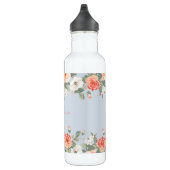 Coral Floral Dusty Blue Personalisiert Edelstahlflasche (Rechts)