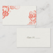 Coral Floral Escort Cards Platzkarte (Vorne/Hinten)