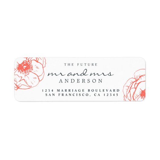Coral Floral Future Mr. Wedding Rücksendeadresse (Vorne)