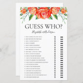 Coral Floral Guess Wer Brautparty Game (Vorne/Hinten)