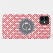 Coral Floral Lattice Muster Grau Monogramm Case-Mate iPhone Hülle (Rückseite (Horizontal))