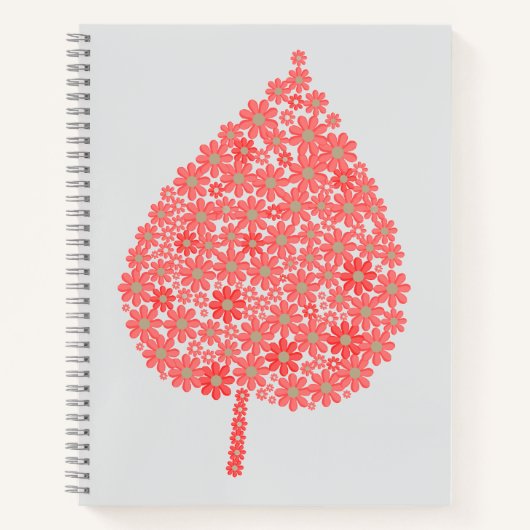 Coral Floral Leaf Design – Boho Botanical Leaf Mad Notizblock (Vorderseite)