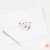 Coral Floral Marble Monogram Wedding Siegel Runder Aufkleber (Umschlag)