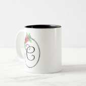 Coral Floral Mit Monogramm Tasse (Vorderseite Links)