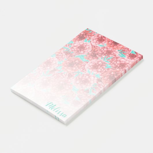 Coral Floral Muster Gradient Post-it Klebezettel (angewinkelt)