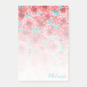 Coral Floral Muster Gradient Post-it Klebezettel
