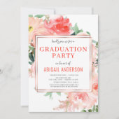 Coral Floral Peach Modern 2023 Grad Party Einladung (Vorderseite)