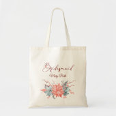 Coral Floral Personalisiert Bridesmaid Tragetasche (Vorne)