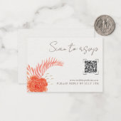 Coral Floral QR Code Wedding Online RSVP Card Mitteilungskarte (Vorderseite/Rückseite Beispiel)