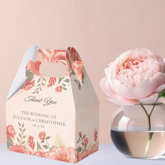 Coral Floral Romantic Garden Wedding Custom Geschenkschachtel