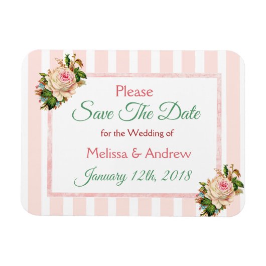 Coral Floral Save the Date Wedding Magnet (Horizontal)