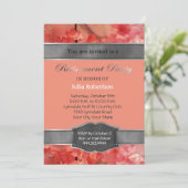 Coral Floral Sparkle Retirement Party Einladungen (Stehend Vorderseite)